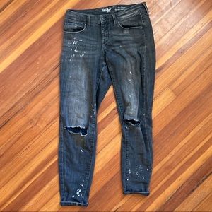 Faded black bleached skinny jeans cigarette style